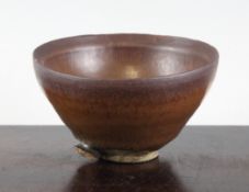 A Chinese hare`s-fur bowl, Song dynasty, the glaze with dark to mid brown to black at the base, 4.