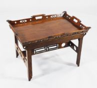 A Georgian style mahogany tray top occasional table, 2ft 2in.