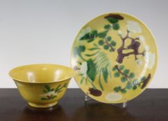 A Chinese sancai glazed bowl, and a similar dish, Kangxi period, the bowl incised and decorated with