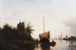 Freudenbergoil on canvas,Dutch canal scene,signed,25 x 37in.