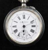 An early 20th century silver keyless lever pocket watch by Favre Leuba & Co, Bombay & Calcutta, with