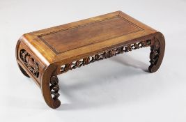 A Chinese hardwood altar table, with vineous carved frieze, 2ft 9in.