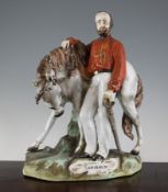 A large Staffordshire portrait figure of Garibaldi, mid 19th century, the figure standing by his