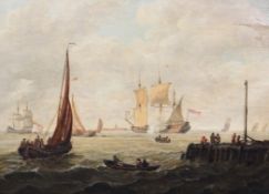 Manner of Willem van de Velde the Youngeroil on wooden panel,Shipping off the coast with Dutch