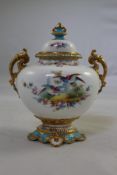 A Royal Crown Derby two handled vase and cover, c.1898, painted by Ernest Clark, with fantastical