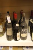 A mixed lot of nine bottles featuring one Chateau Pontet-Canet 1914, Pauillac, low shoulder; one
