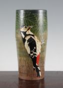 Sally Tuffin for Dennis China Works. A `Woodpecker` beaker-shaped vase, c.2002, limited edition