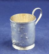 A mid 19th century American silver christening mug by Christopf Christian Kuchler, New Orleans, with