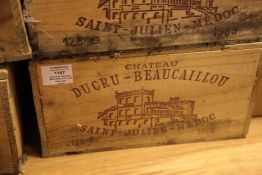 A case of twelve Chateau Ducru-Beaucaillou 1986, St Julien, owc. Eleven into neck, one very top