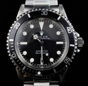 A gentleman`s early 1980`s stainless steel Rolex Oyster Perpetual Submariner wrist watch model