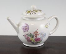 A Chinese export famille rose globular teapot, Qianlong period, painted with floral bouquets, 5.5in.