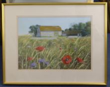 Paul Evans (20th C.)watercolour and gouache,Field flowers and fleet,signed,14 x 19.5in.