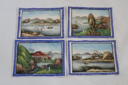 A set of twelve Chinese watercolours on pith paper, 19th century, depicting a junk boat and