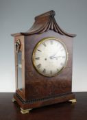 Charles Jonathan Cope, London. A Regency brass inset mahogany bracket clock, with signed silvered