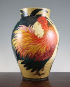 Sally Tuffin for Dennis China Works. A large `Cockerel` ovoid vase, c.2000, Trial no. 3, inscribed