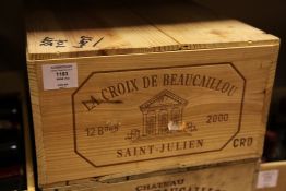 A case of twelve Croix de Beaucaillou 2000, St Julien, owc. This is the second of wine of the