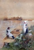 Hector Caffieri (1847-1932)watercolour,`Juvenile gossips`,signed,13.5 x 9.75in.