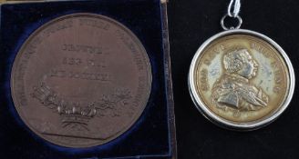 Two Royal commemorative medals: 50th year of reign of George III 1809 in a frame stamped
