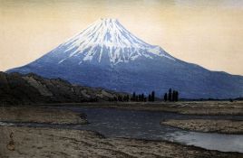 Japanese Schoolwoodblock print,View of Mount Fuji,signed,15 x 21in.