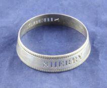 A George III silver "Sherry" wine bottle collar, with gadrooned borders, Samuel Knight, London,