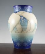 Sally Tuffin for Dennis China Works. A large `Polar Bears` baluster vase, c.2001, no.12, impressed