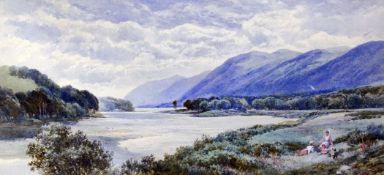 Charles Rowbotham (1877-1894)watercolour,On the banks of Loch Ness,signed and dated 1893,10 x 21.