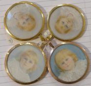 Late 19th century English Schoolfour oils on ivory,Miniatures of the children of the Corbett family,