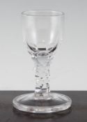 A facet stemmed firing glass, late 18th century, with ovoid bowl and heavy foot, 4.7in.