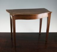 A George III mahogany miniature serving table, with serpentine top and squared tapered legs, 1ft