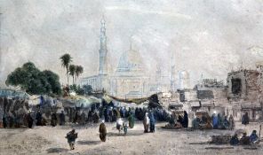 Louis-Amable Crapelet (1822-1867)watercolour,Mosque of Sultan Assan, Cairo,signed and dated 1853,6 x