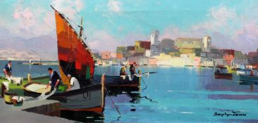 § Cecil Rochfort D`Oyly John (1906-1993)oil on canvas,Le Suquet, Cannes,signed,14 x 28in.