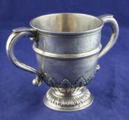 A George V silver two handled presentation trophy cup, with Brooklands racing related inscription,