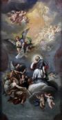 Attributed to Jacopo Guarana (1720-1808)oil on canvas,A saint, angels and amorini amongst clouds,