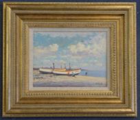 Hugh Boycott Brown (1909-1990)oil on board,Beach scene with figure, Aldeburgh,initialled,7 x 9in.