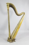 A 19th century giltwood harp, marks for Sebastian Errard, with winged figure and classical motifs,