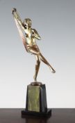 Josef Lorenzl (1892-1950). An Art Deco silvered bronze figure of a dancing girl, signed to the