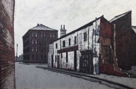 Stuart Walton (b.1934)oil on board,`Old Factory, Claypit Lane`,signed,24 x 36in.