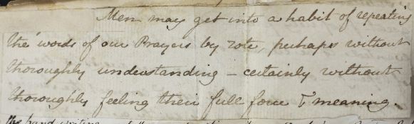 AUSTEN, Jane (1775-1817) - An autograph manuscript fragment, comprising four lines, attached to