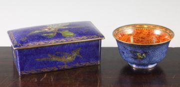 A Wedgwood `Flying Humming Bird` pattern box and cover and a similar bowl, designed by Daisy