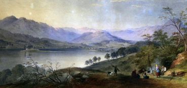 Charles Frederick Buckley (1812-1869)watercolour,`Grasmere Lake, Westmoreland`,signed and dated