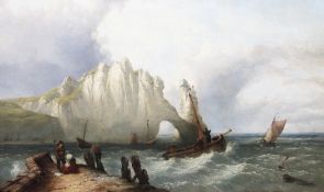 John James Wilson (1818-1875)oil on canvas,Fishing boat off the coast,initialled and dated 1867,19 x
