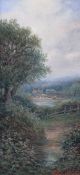 Edwin Buttery (fl. 1879-1890)oil on board,`Near Tonbridge`,signed,11 x 5in.