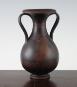 A Wedgwood Grecian revival encaustic black basalt amphora vase, late 18th century, decorated with