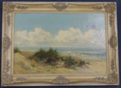Daniel Sherrin (1868-1940)oil on canvas,Sand dunes along the shore,signed,16 x 24in.