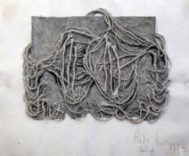 Ritzi Jacobi (1941-)fibre art sculpture on paper,Untitled,signed and dated Edinburgh 1969,18 x