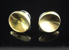A pair of Georg Jensen 18ct gold convex disc earrings, design no. 1136C, gross 6.8 grams, post