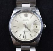A gentleman`s 1970`s stainless steel Rolex Oysterdate Precision manual wind wrist watch, with