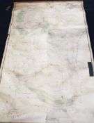 An early 19th century scroll manuscript map detailing the areas of Charlton, Blendworth and