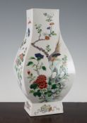 A Chinese famille verte rectangular baluster vase, Kangxi six character mark, early 20th century,