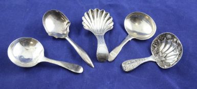 A George III silver caddy spoon, by Hester Bateman, with fluted bowl, no date letter, incuse duty